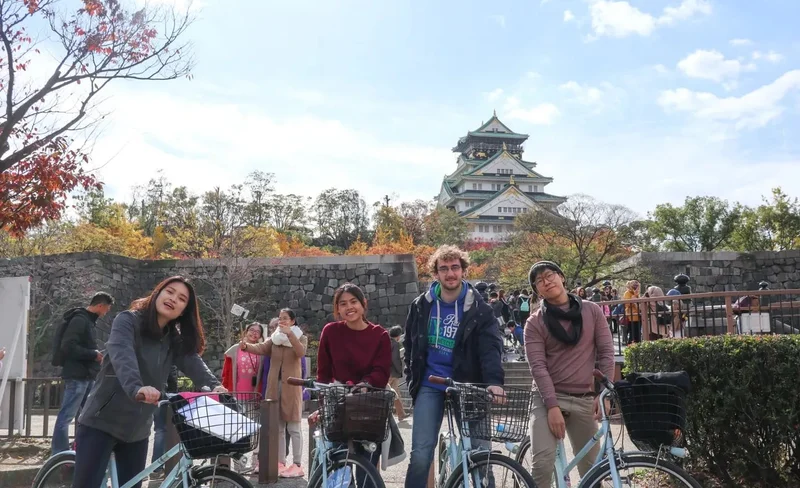 Osaka Castle Area Half Day Biking Tour with Local Guide