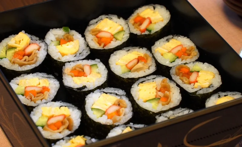 Japanese Rolled Sushi cooking in Tokyo
