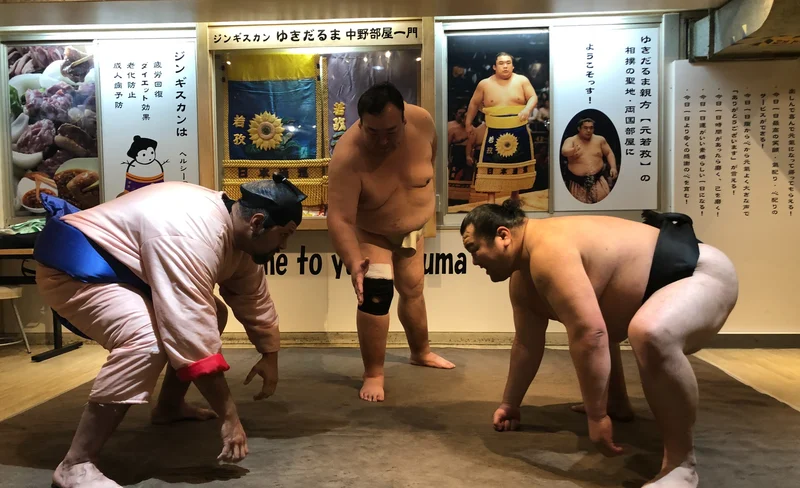 Challenge Sumo Wrestlers and Enjoy Meal