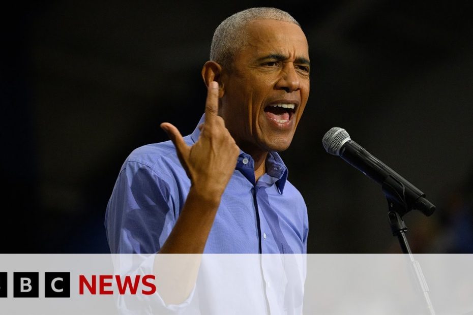 Barack Obama urges black men to mobilise behind Kamala Harris | BBC News
