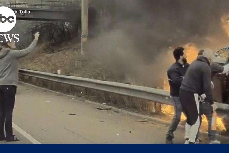 Man rescued by Good Samaritans after being trapped in burning SUV