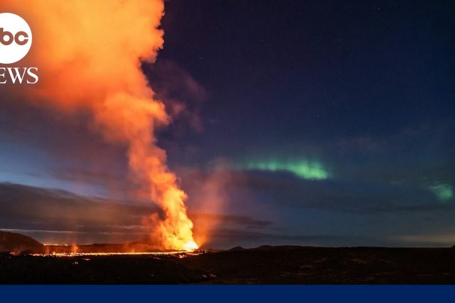 Northern Lights shine over volcano in Iceland in timelapse video