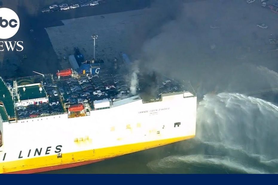 Cargo ship blaze at Port Newark kills 2 firefighters | GMA