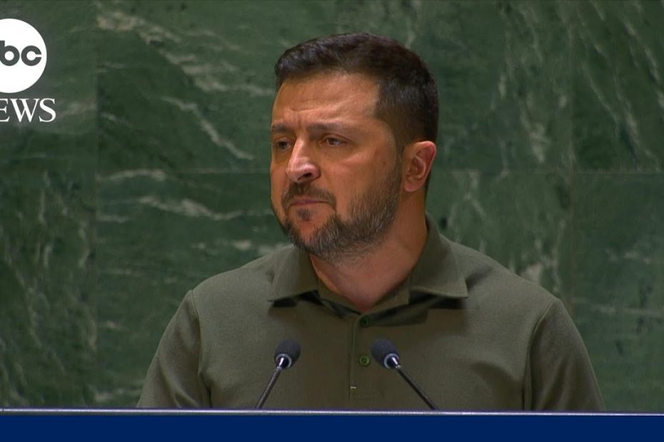 Ukrainian President Volodymyr Zelenskyy addresses United Nations General Assembly