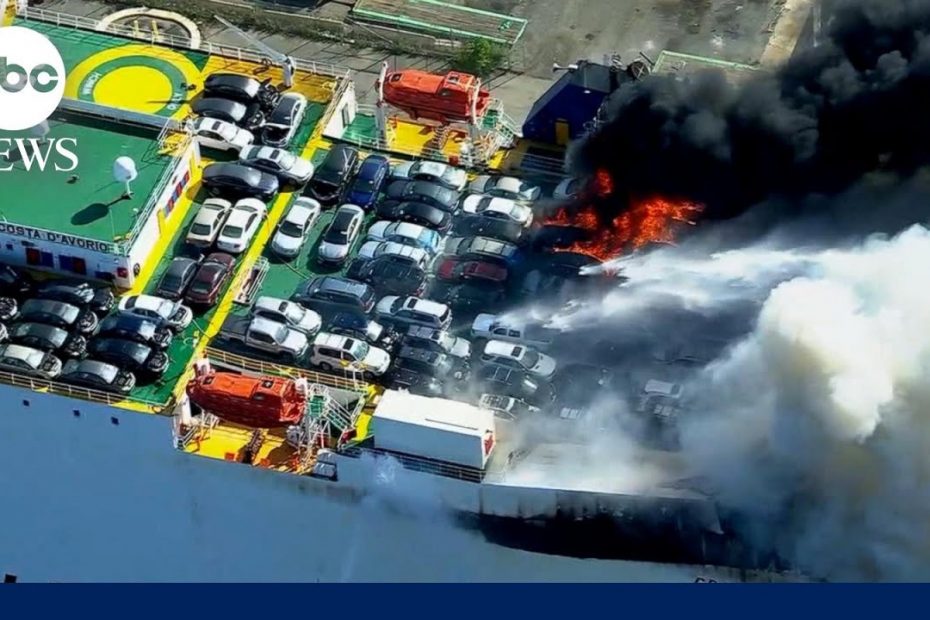 Deadly cargo ship fire still burning at New Jersey port