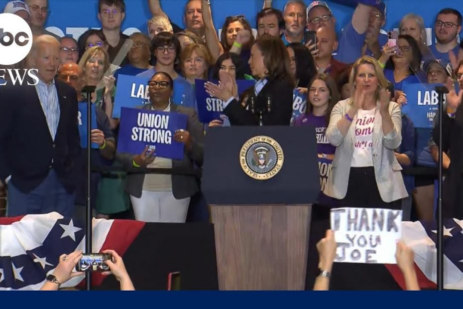 Kamala Harris thanks President Joe Biden during rally in Pittsburgh, Pennsylvania