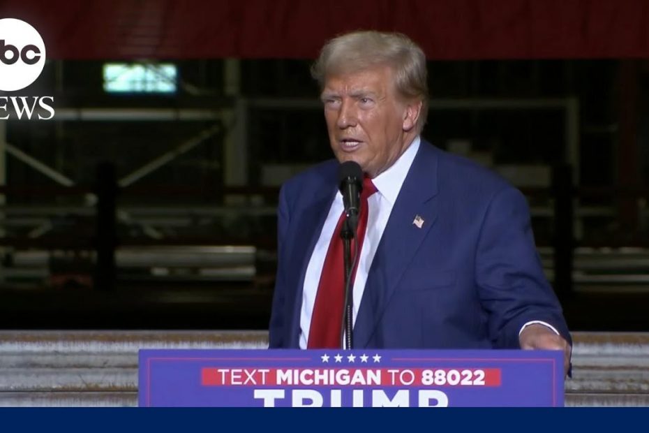 Former President Donald Trump delivers speech at Michigan campaign event