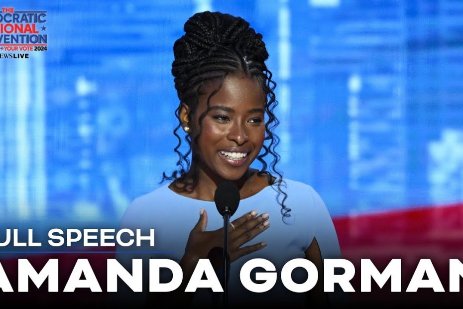 Amanda Gorman reads a poem at the DNC