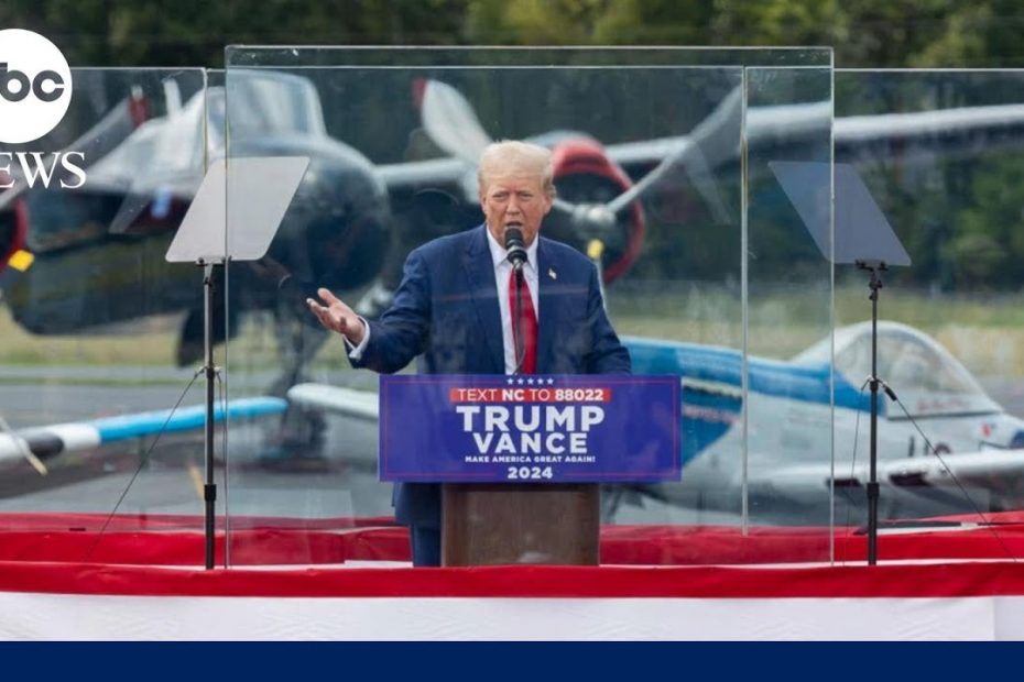 Trump delivers rally speech behind bulletproof glass in North Carolina