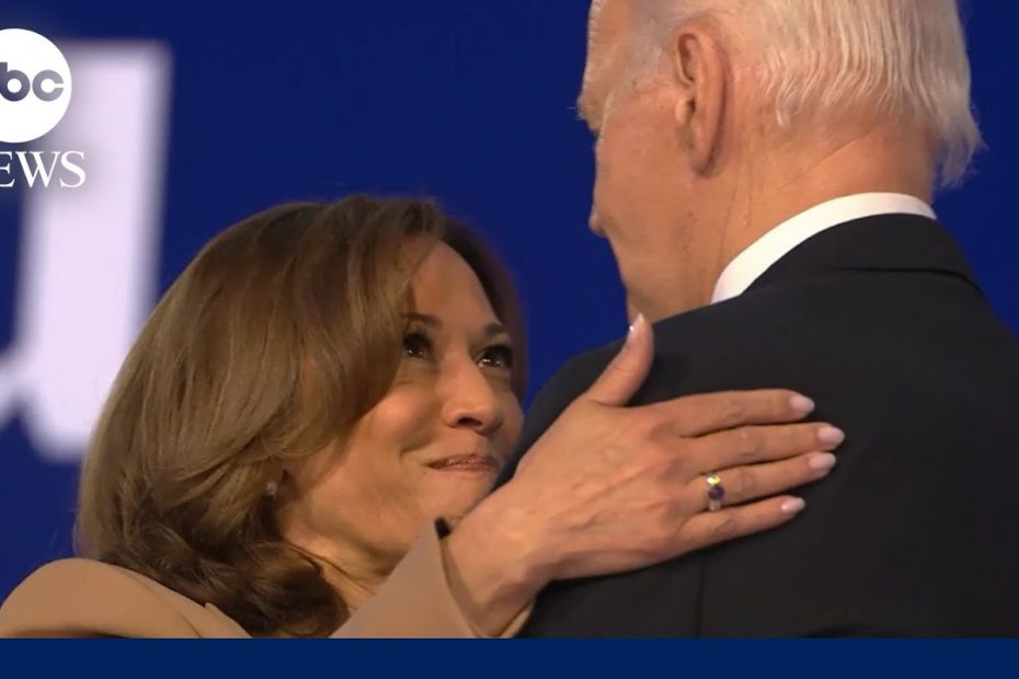 Kamala Harris hugs Joe Biden after Biden delivers DNC speech