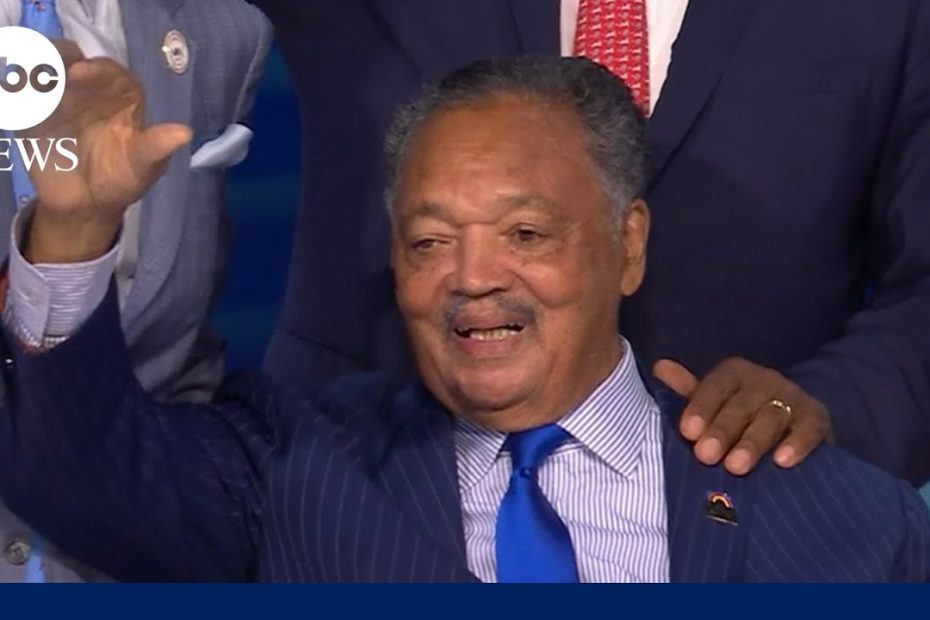 Emotional moment as Rev. Jesse Jackson takes the stage at DNC