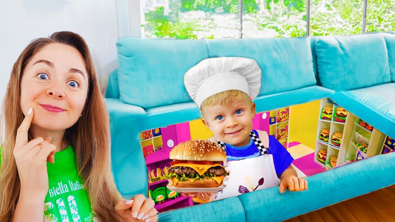 Kids Built a Secret Cafe in their Room – Funny stories for kids