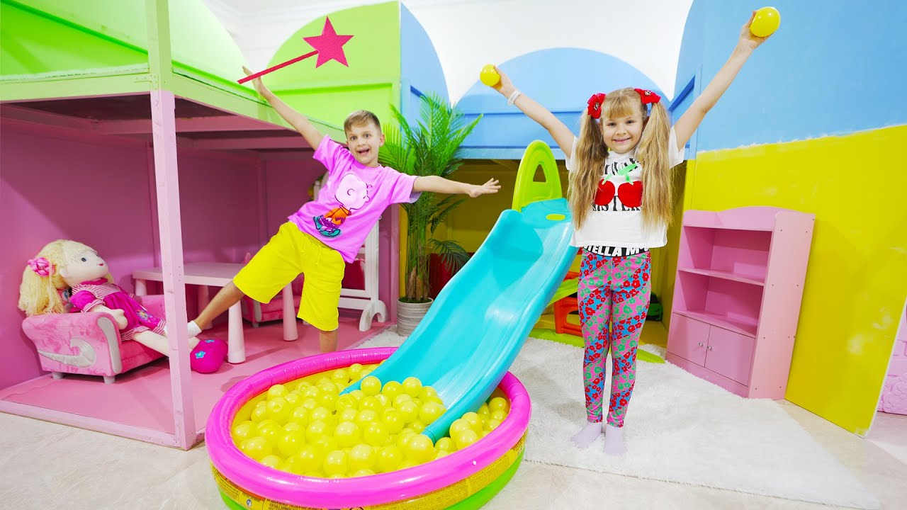 Diana and Roma Magic Colored playhouse challenge