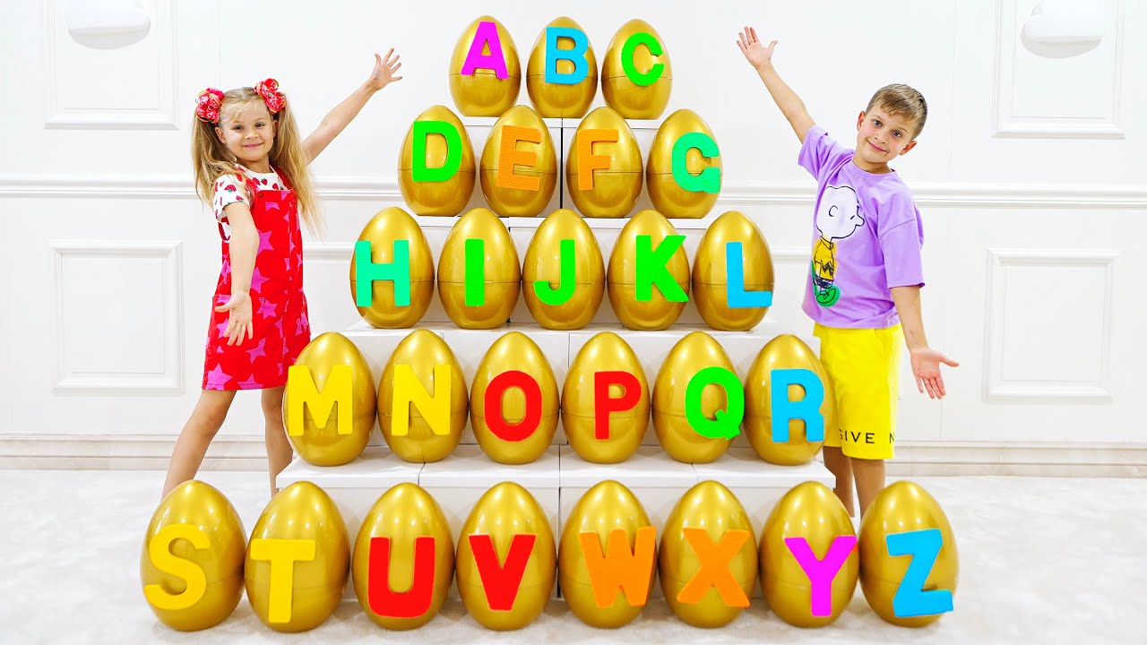 Diana and Roma English Alphabet with Surprise Eggs | ABC