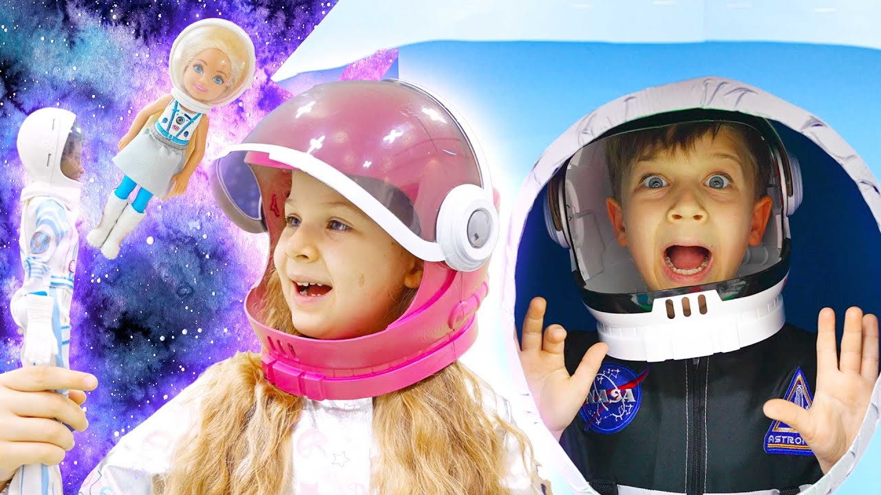 Diana and Roma wear Astronaut HALLOWEEN Costumes with Barbie Space Discovery