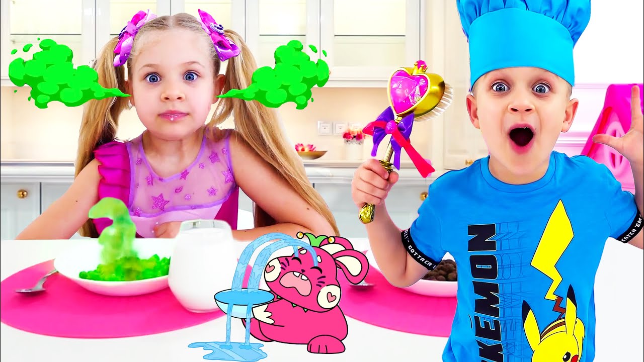 Diana and Roma Magic Food to Learn Colors