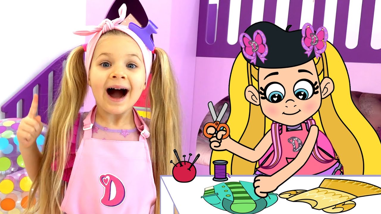 Diana and Roma Make New Clothes for Bunny