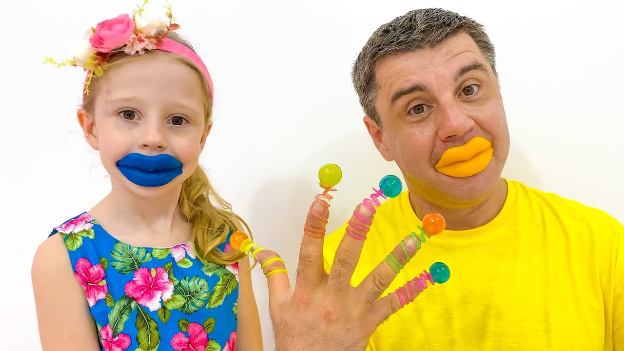Nastya and dad – jokes with sweets