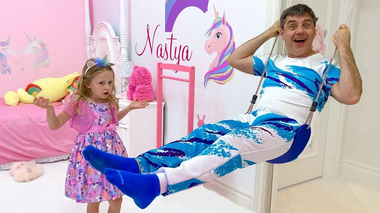 Nastya and her new room with a unicorn