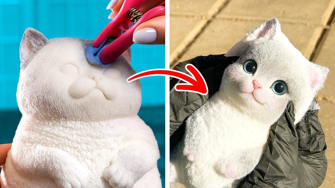 CUTE SQUISHY CAT!   Easy & Fun Fidget Crafts for Everyone