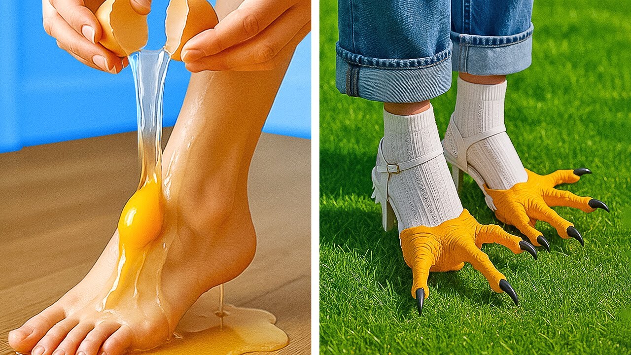 CHICKEN SHOE DIY!   Crazy Shoe Hacks for Legs and Laughs  ✨