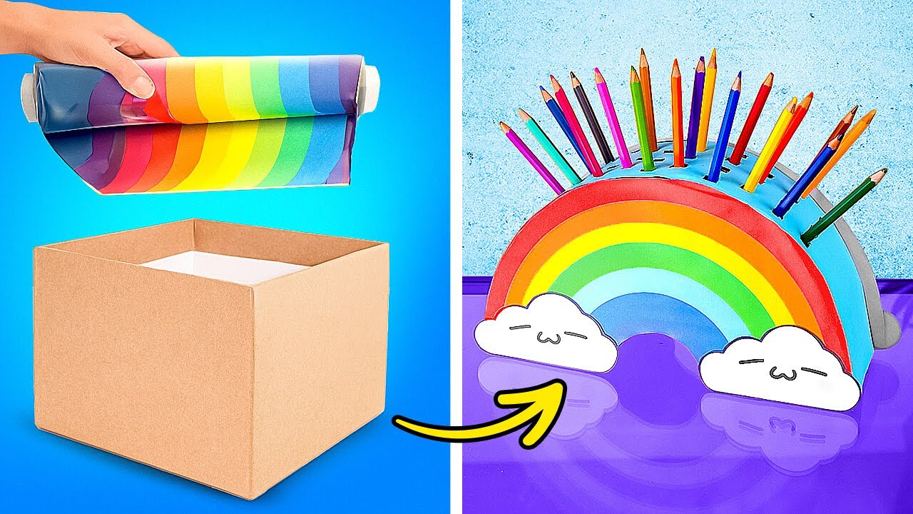 RAINBOW-THEMED SCHOOL SUPPLIES   EASY CRAFTS & HACKS