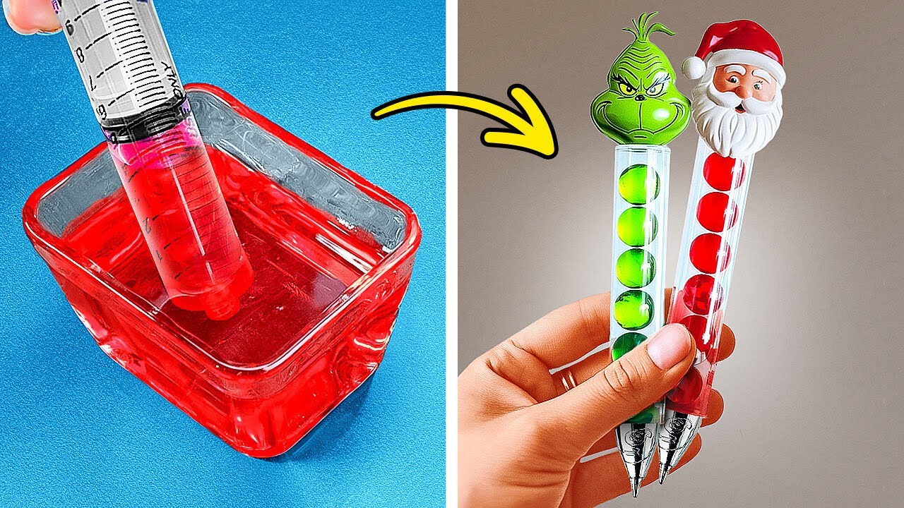 SQUISHY FUNNY PEN   DIY COLOURFUL SCHOOL SUPPLIES TO TRY AT HOME