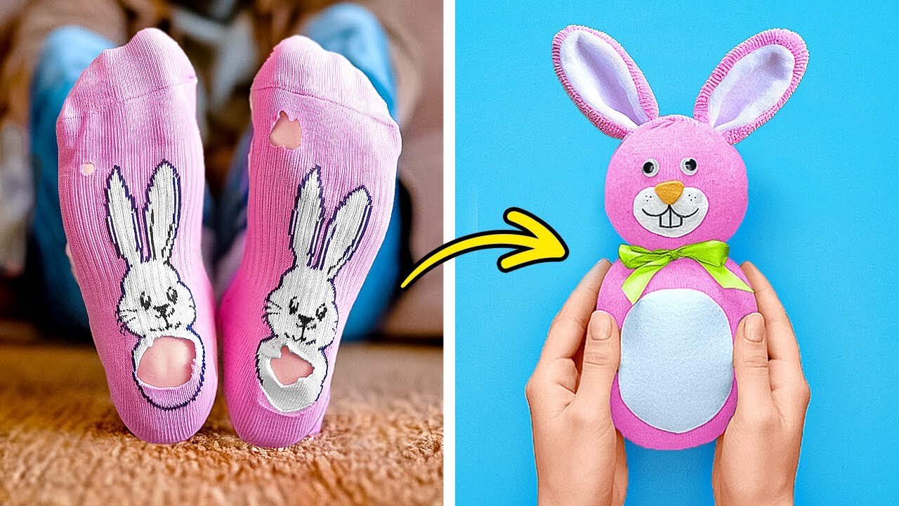 MAKE A CUTE BUNNY FROM OLD SOCKS   TURN WASTE INTO TREASURE