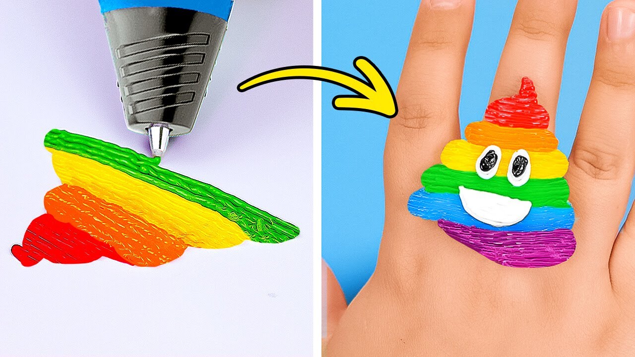 RAINBOW DIY CRAZE   AMAZING Jewellery with 3D Pen and Glue Gun!