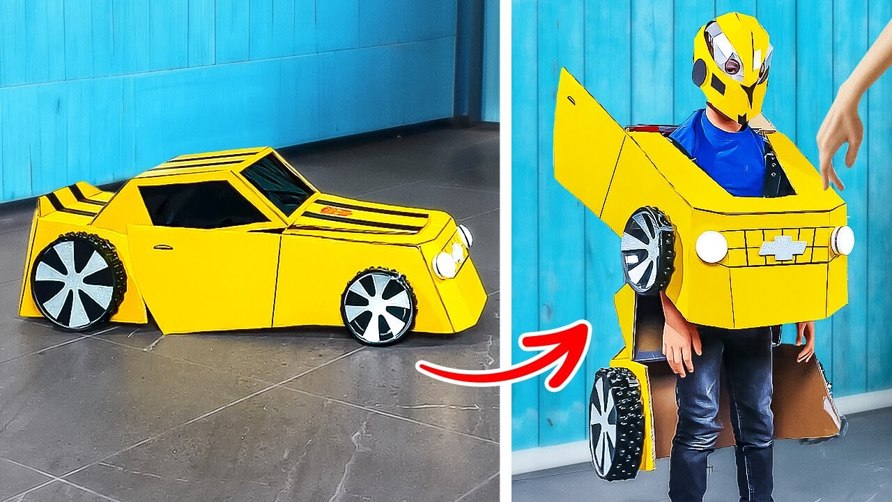 DIY CARDBOARD CAR COSTUME  AMAZING PAPER CRAFTS FOR YOU!