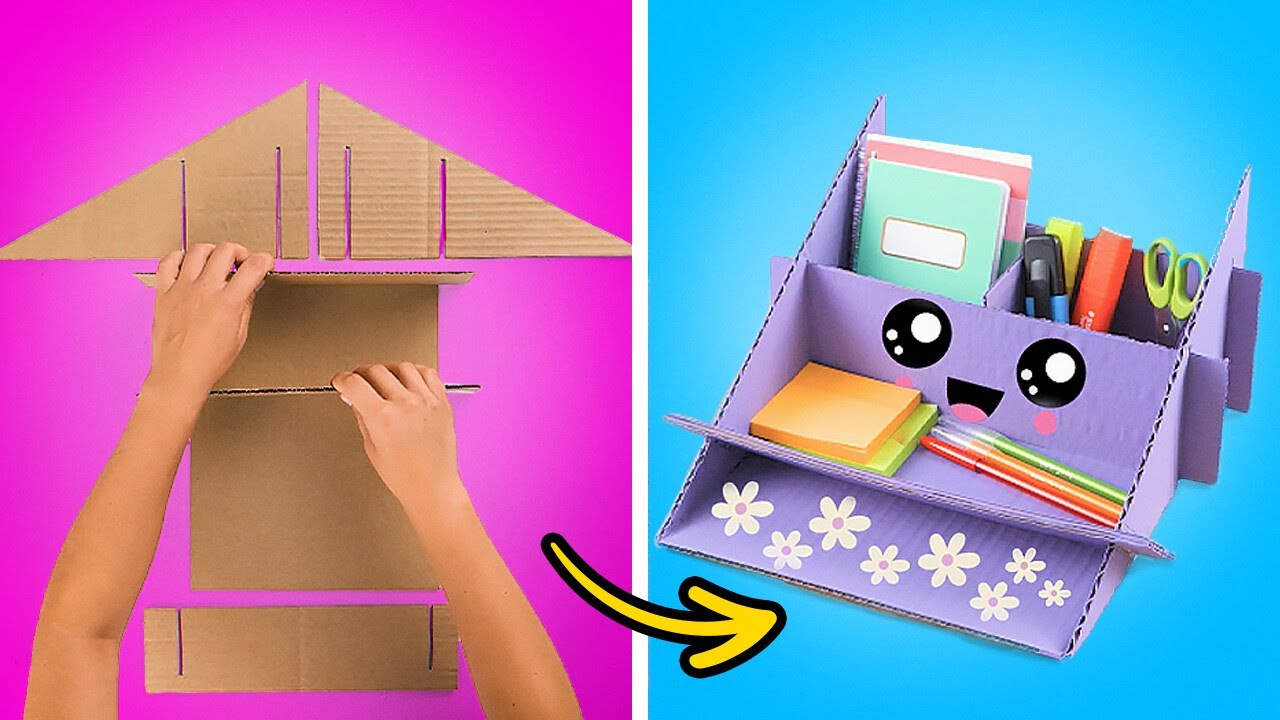 CREATIVE SCHOOL CRAFTS   EASY DIY DESK ORGANIZER