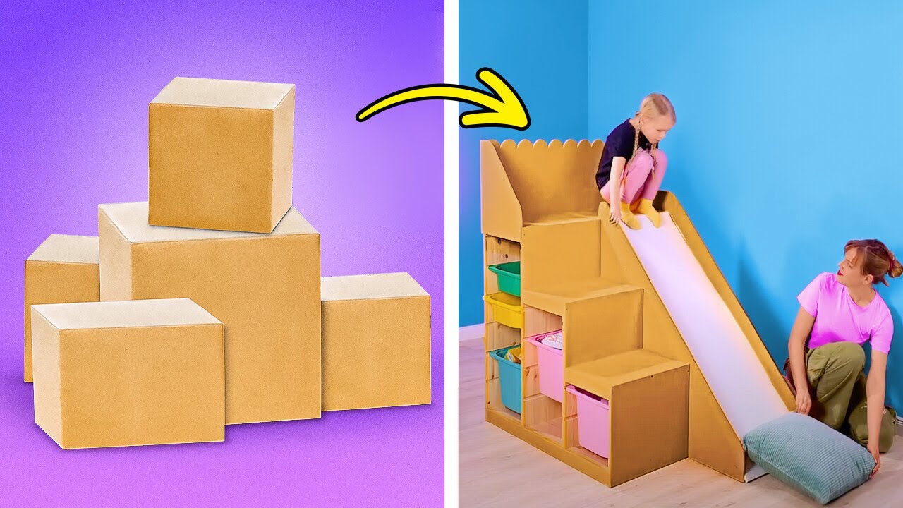 DIY Slide For Kids   And Other Cool Cardboard Hacks For Creative Parents