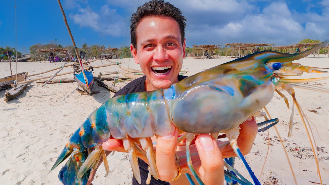 Huge SHRIMP BBQ in Madagascar!!   Street Food Tour + Avenue of the Baobabs