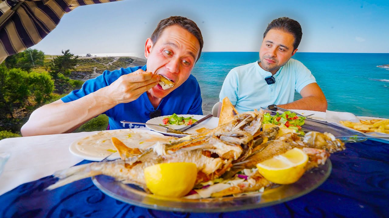 Seafood in Syria!!   FRIED FISH + Million Dollar View – Mediterranean Sea, Syria!!