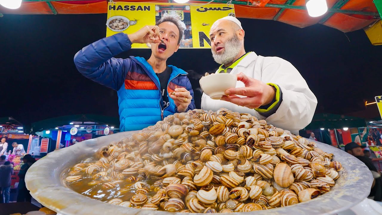 Moroccan Street Food   Night Market Tour in Marrakesh, Morocco (Jema El Fnaa Square)