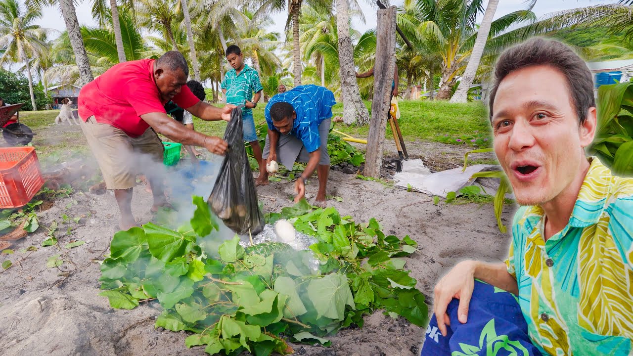 Fiji Hot Rock Oven!!   Unseen FIJIAN FOOD + Remote Pacific Island Life!