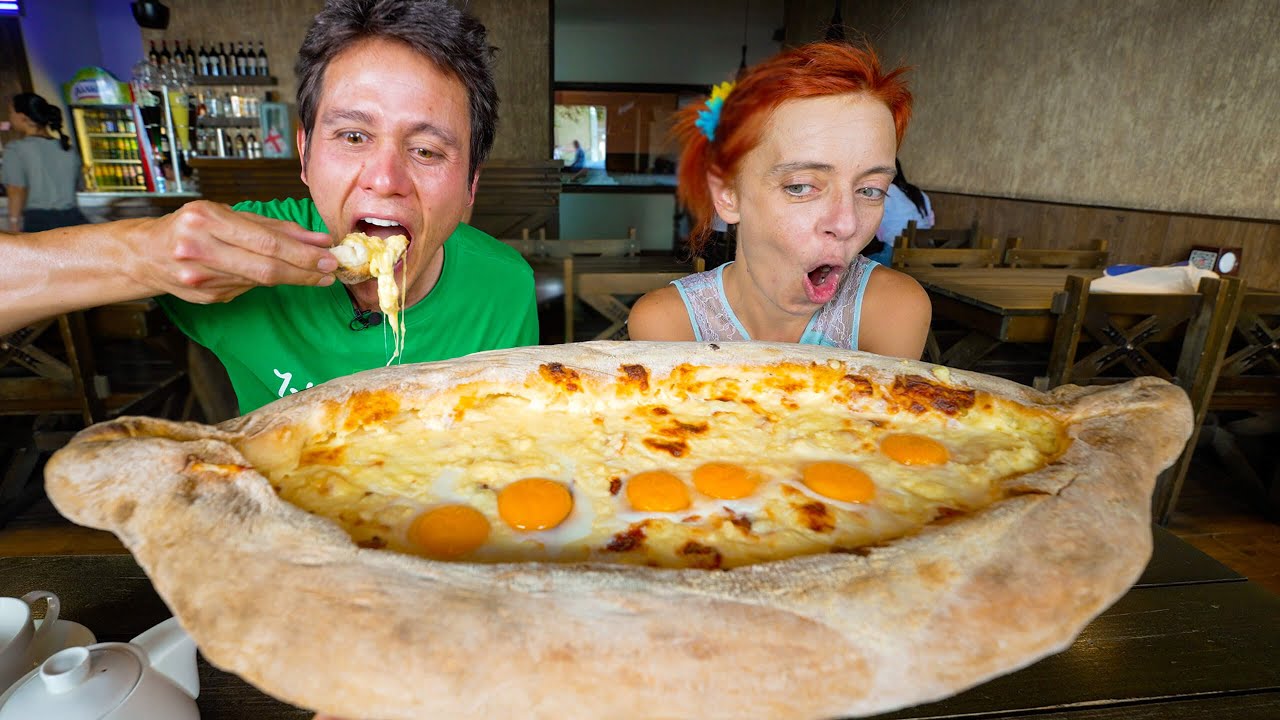 Ultimate Georgian Food Tour!!   TITANIC CHEESE BOAT + Market Tour in Tbilisi, Georgia!!