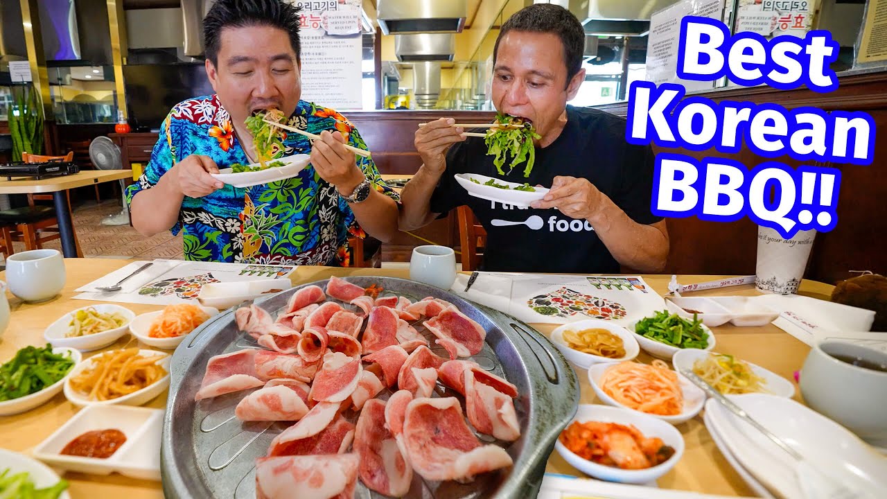Korean Food Tour – CORN DOG CHEESE PULL + Korean BBQ in Koreatown, LA!! [Part 2]