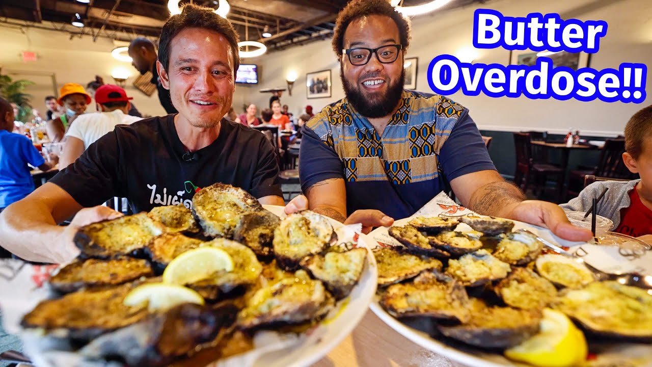 36 Giant Oysters – INSANE FIRE BUTTER BATH!!    Best Food in New Orleans!!