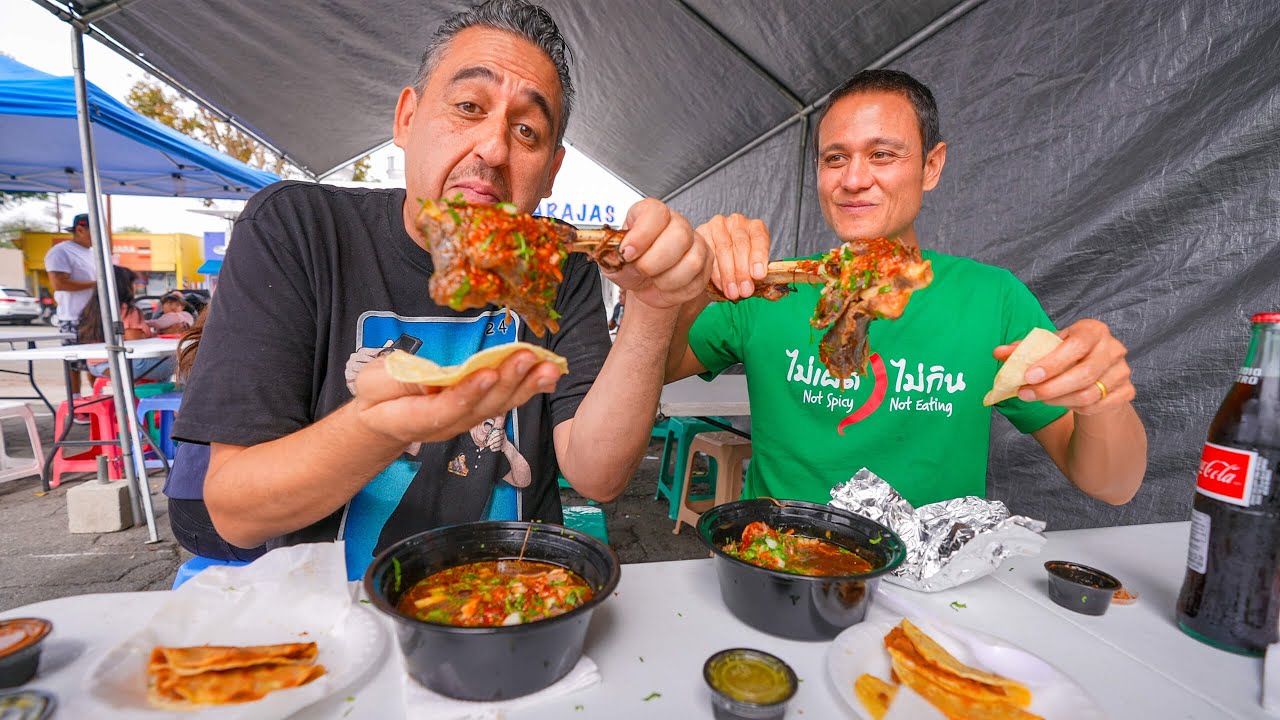 Extreme MEXICAN STREET FOOD in Los Angeles!!   DINO DRUMSTICKS + Backyard Breakfast!!