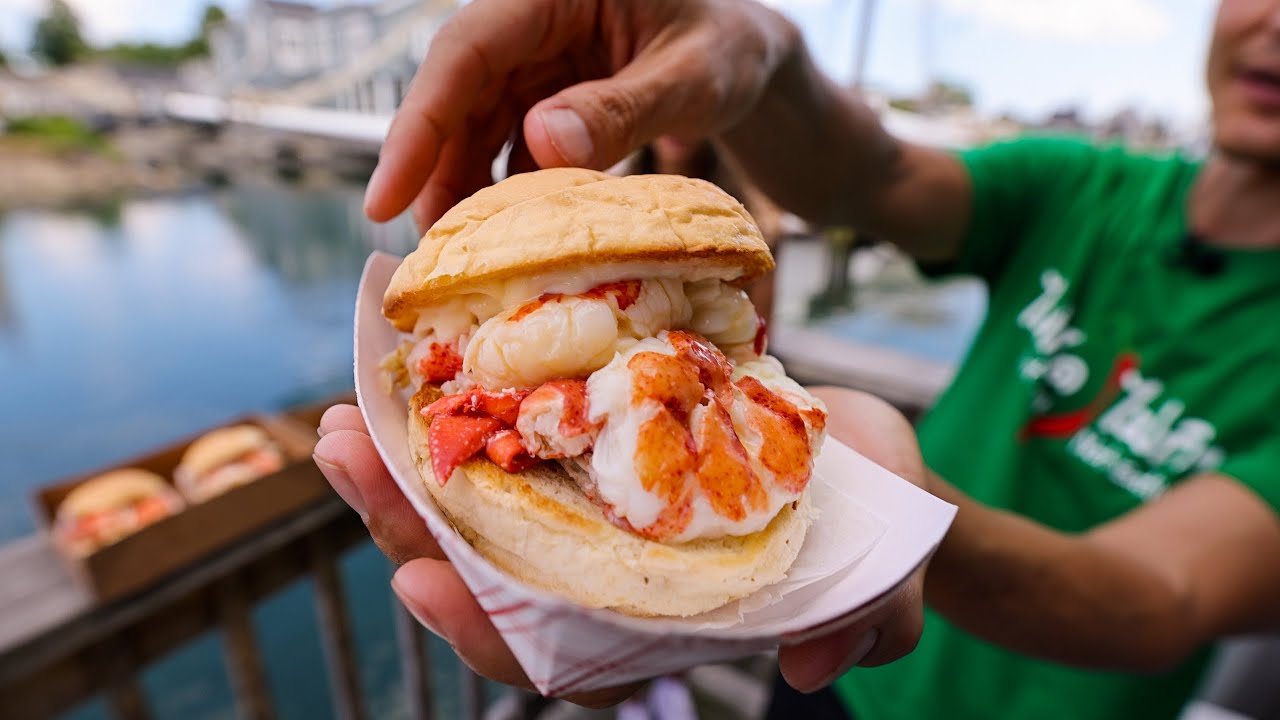 Amazing $25 LOBSTER BURGER!!   Best Lobster Roll Shacks in Maine (Part 2)!!