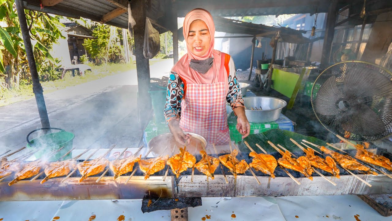 Street Food COCONUT MILK BBQ CHICKEN!!   5 Best Malay Foods!! | Pattani, Thailand!