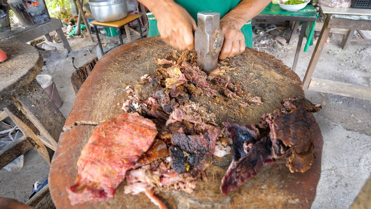 Street Food SLEDGE HAMMER BEEF!!   Master Tenderizer! | Chiang Mai, Thailand!