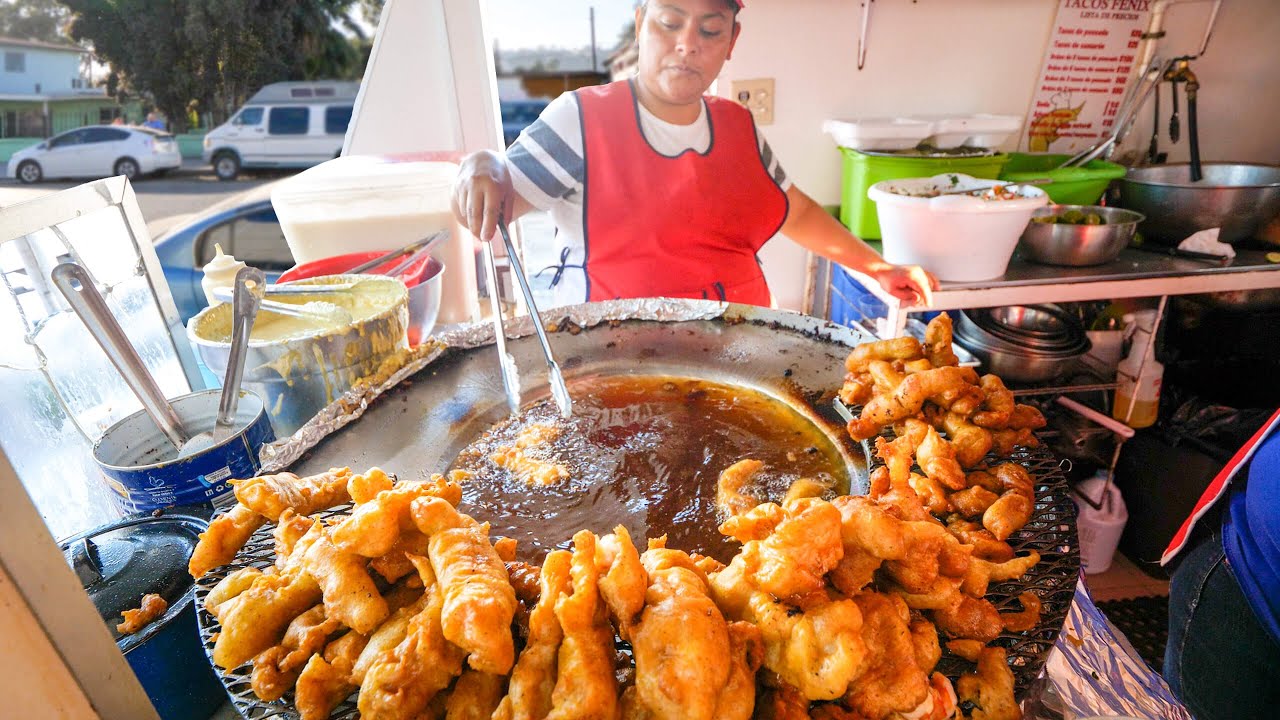 The Original Fish Tacos     !! MEXICAN STREET FOOD in Ensenada, Mexico!!