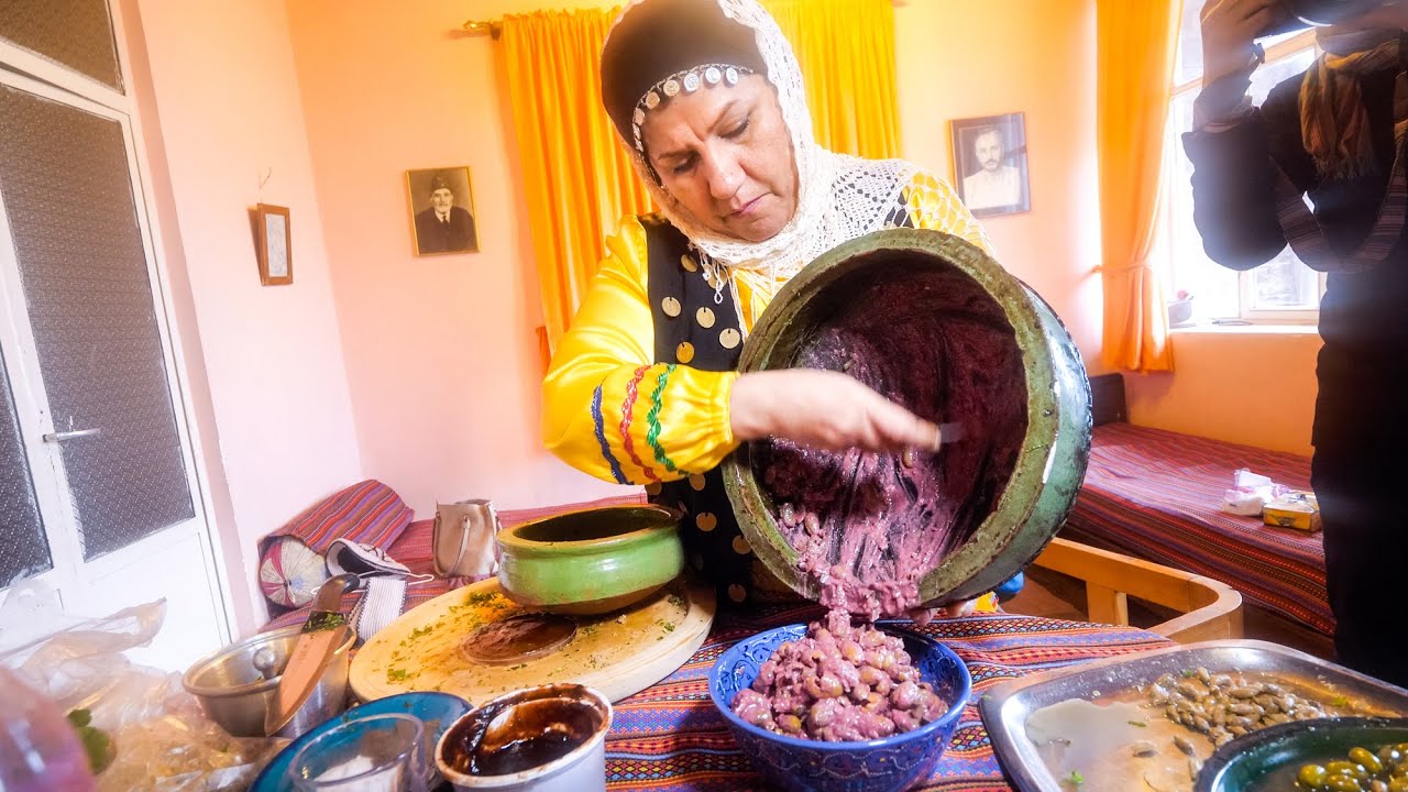 Unique Village Food in Masuleh, Iran!  I ate 48 YEARS-OLD GARLIC!!
