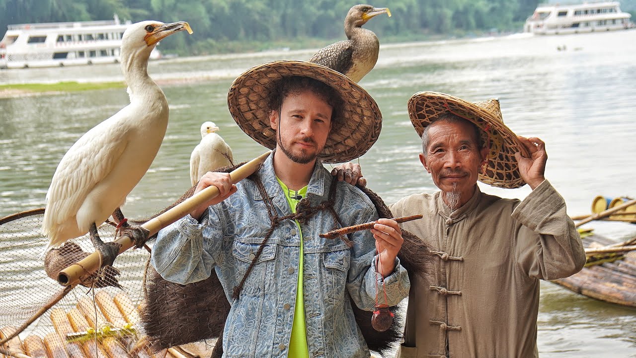 Visité un pueblo rural de pescadores en China | ¡Pescan usando pájaros!