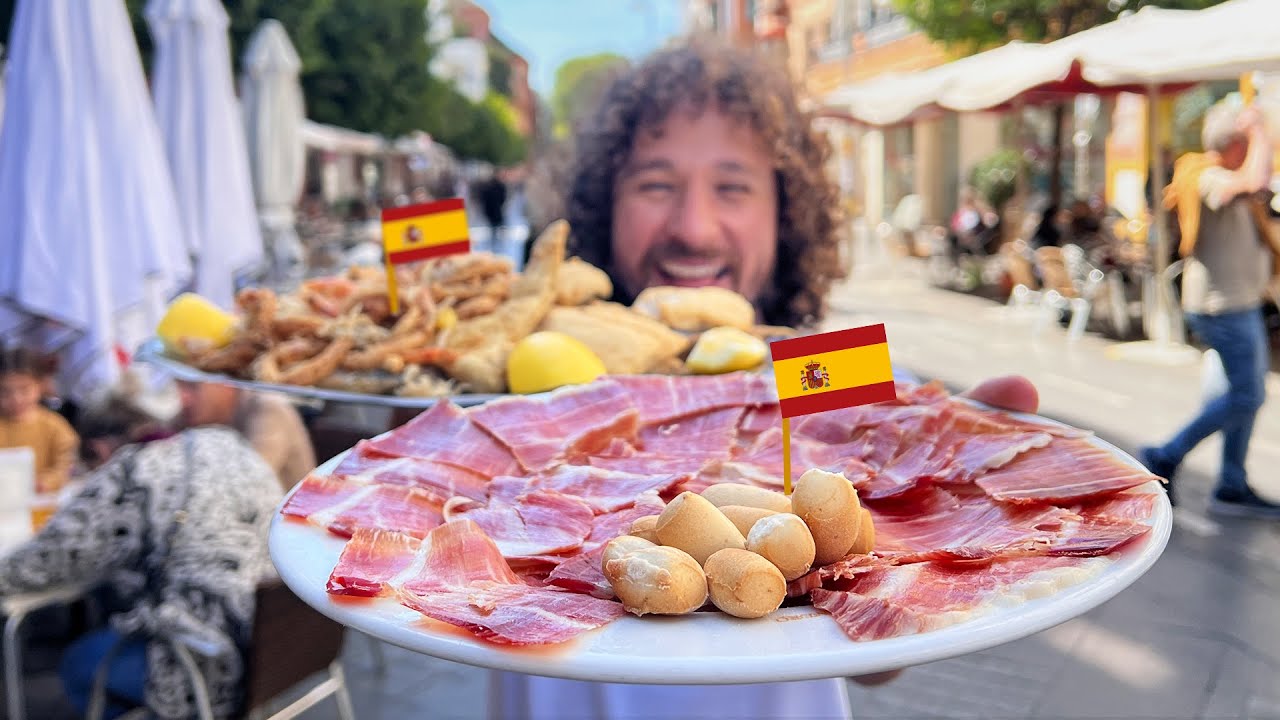Probando comida callejera en ESPAÑA | La tierra del jamón