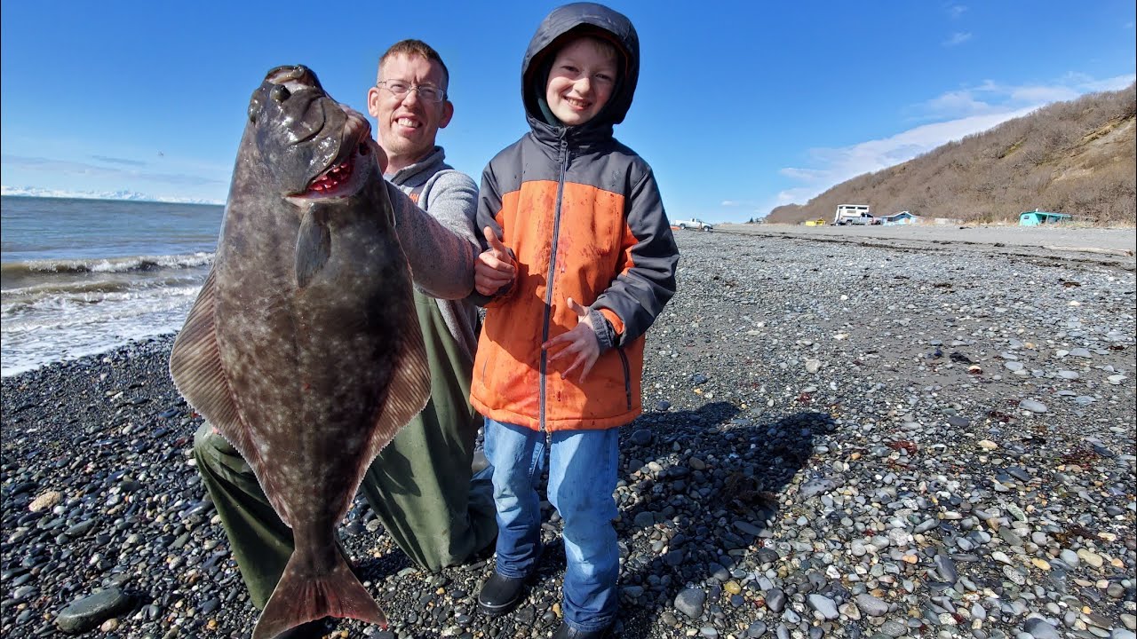 Surf Fishing & Camping on a Beach – Halibut Catch & Cook