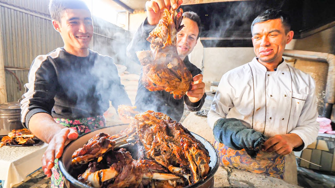 Street Food in UZBEKISTAN – GIANT MEAT BUCKET + Best Street Food in ASIA – TANDOORI MEAT CAVE!!!