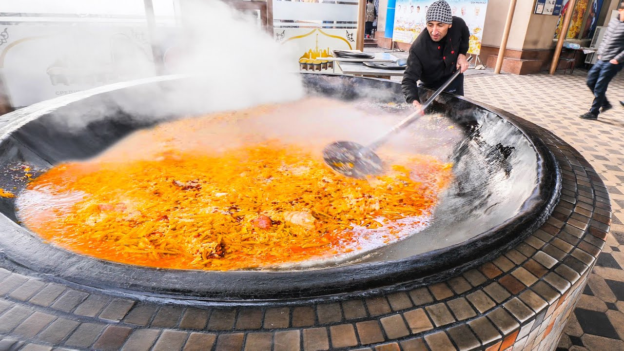 BIGGEST 4000KG Street Food in the WORLD – Extreme HORSE Plov HOT POT +  Street Food in Uzbekistan!!
